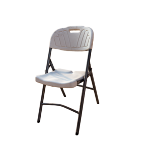 CHAIR, FOLDING WHITE W/ BLACK LEGS